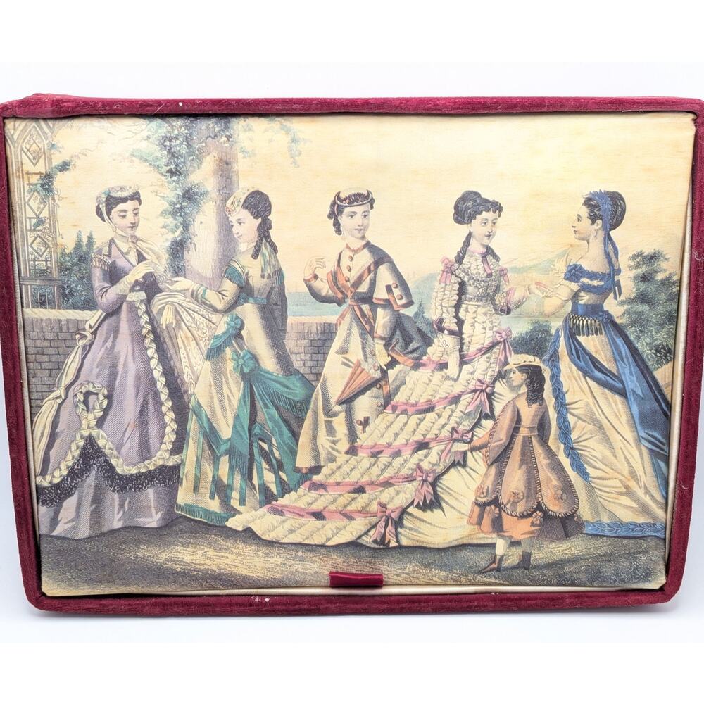 HANES Hosiery Box Ladies Burgundy Fabric Victorian Fashion Keepsake Lined READ
